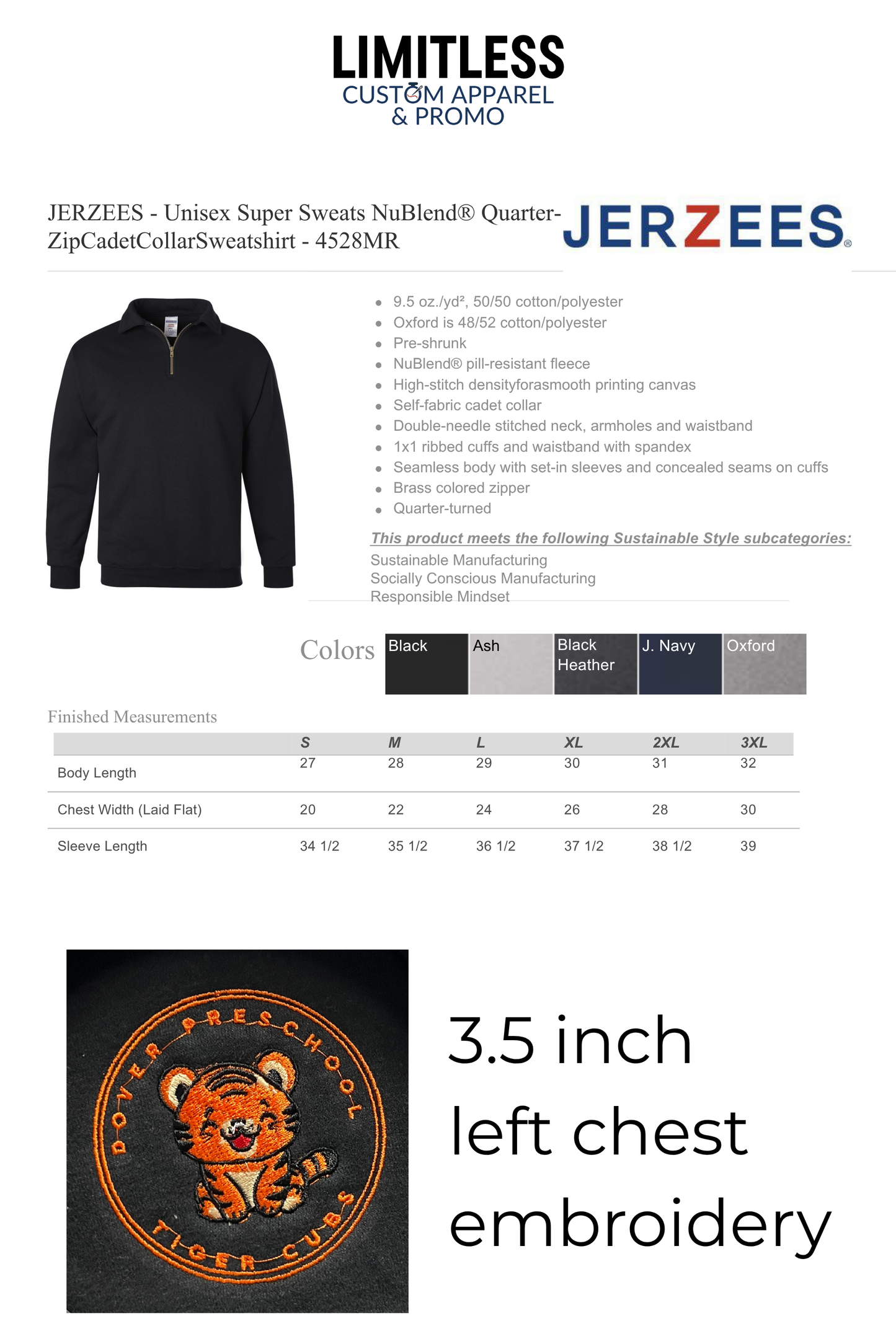 Dover Preschool Unisex Fleece Quarter-Zip Embroidered
