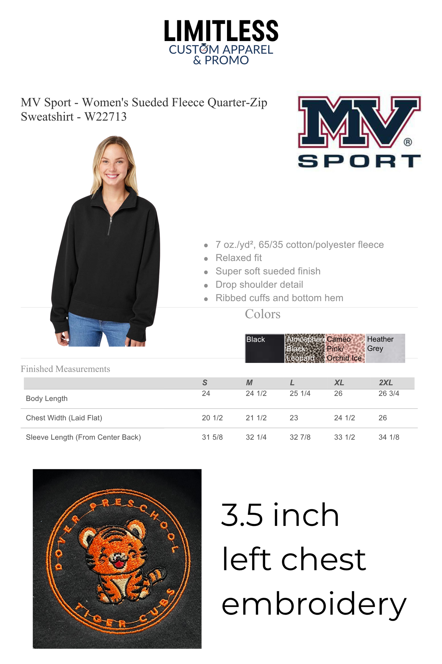 Dover Preschool Quarter-Zip – Women’s Sueded Fleece Embroidered