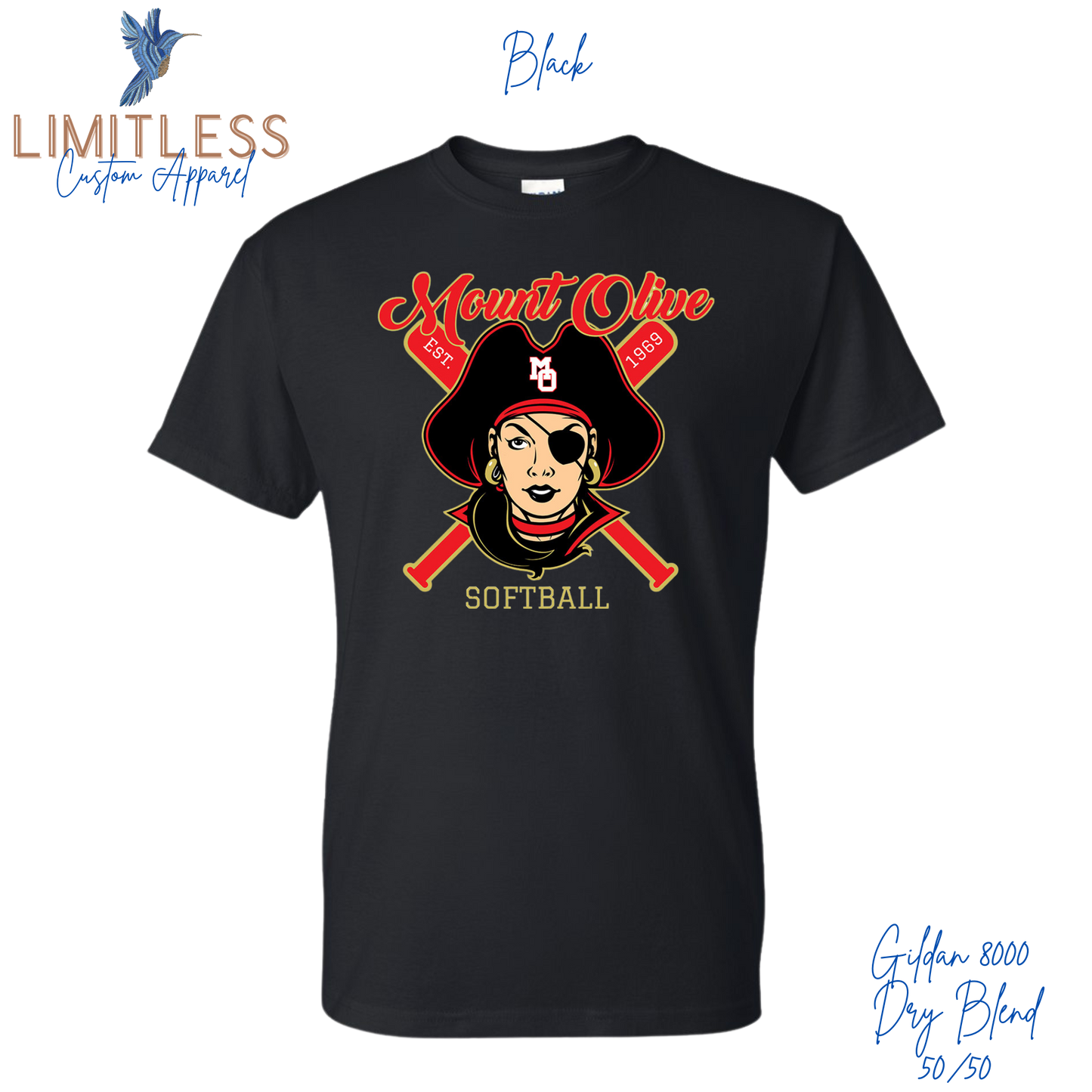 Mount Olive Softball Graphic T-shirt Marauders Bats