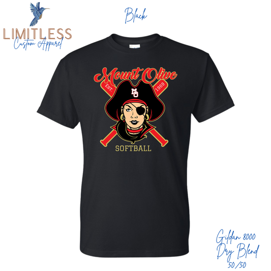 Mount Olive Softball Graphic T-shirt Marauders Bats