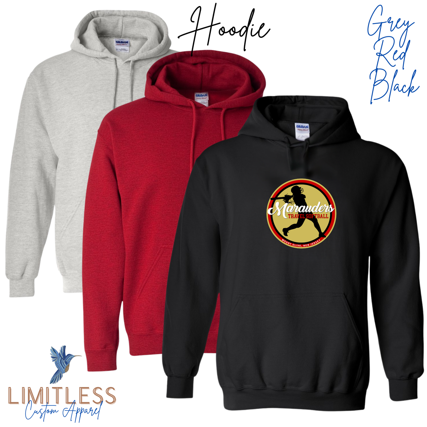 Marauders Softball Hoodie- Embroidered or Graphic Print
