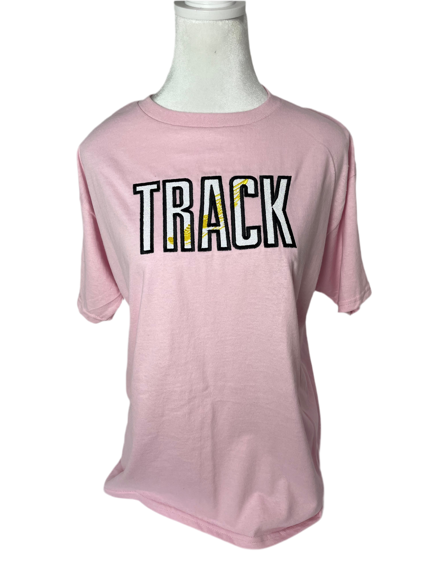 Track Embroidred T shirt - Glitter Appliqué Sports Shirt
