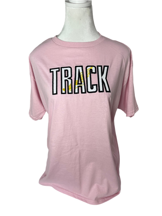 Track Embroidred T shirt - Glitter Appliqué Sports Shirt