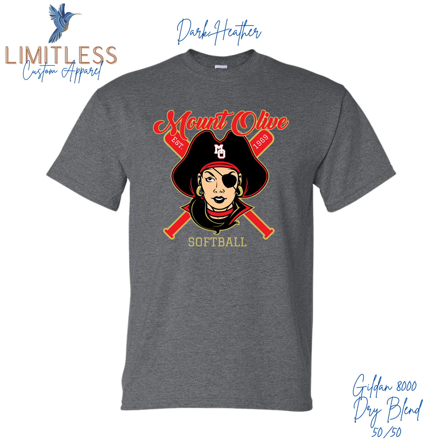 Mount Olive Softball Graphic T-shirt Marauders Bats