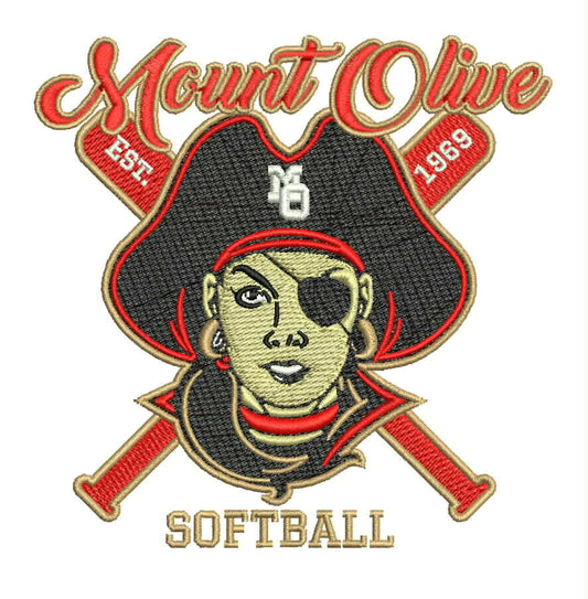 Mount Olive softball 4 inch embroidery