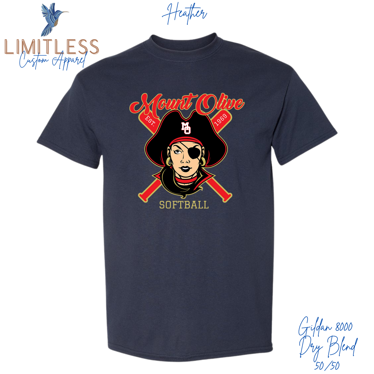 Mount Olive Softball Graphic T-shirt Marauders Bats