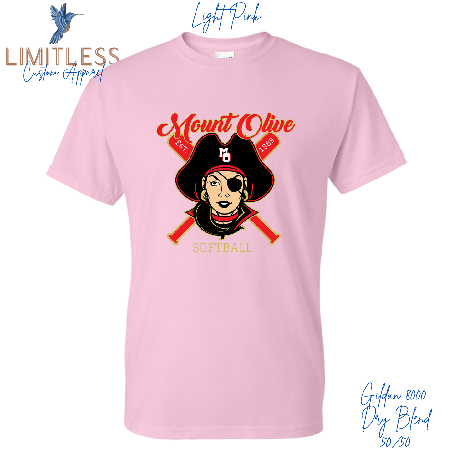 Mount Olive Softball Graphic T-shirt Marauders Bats