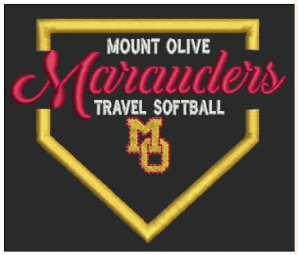 Marauder softball 4 inch embroidery