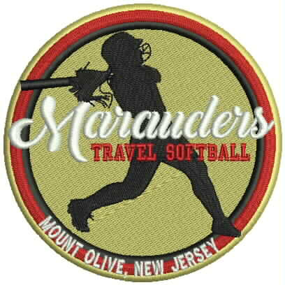 Marauders Travel Softball 4 inch embroidery