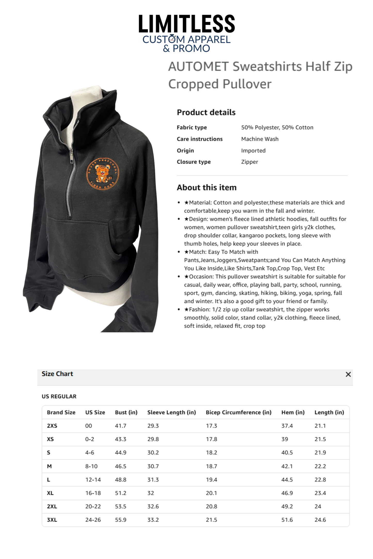Dover Preschool Half Zip Cropped Pullover