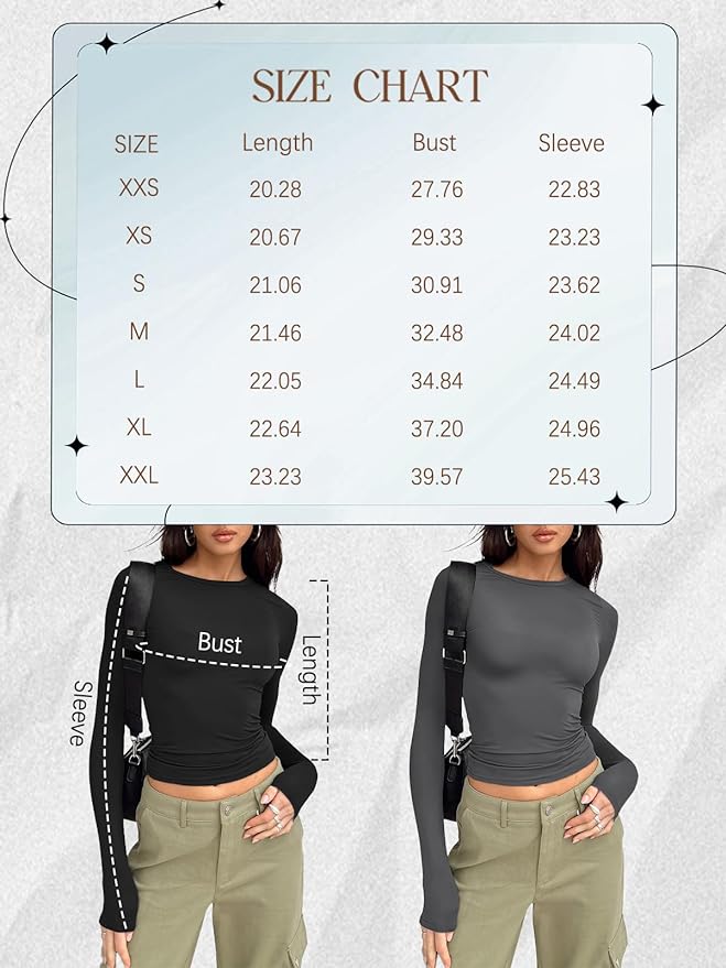 Essential Long Sleeve Basic Crop Top-Single Embroidery